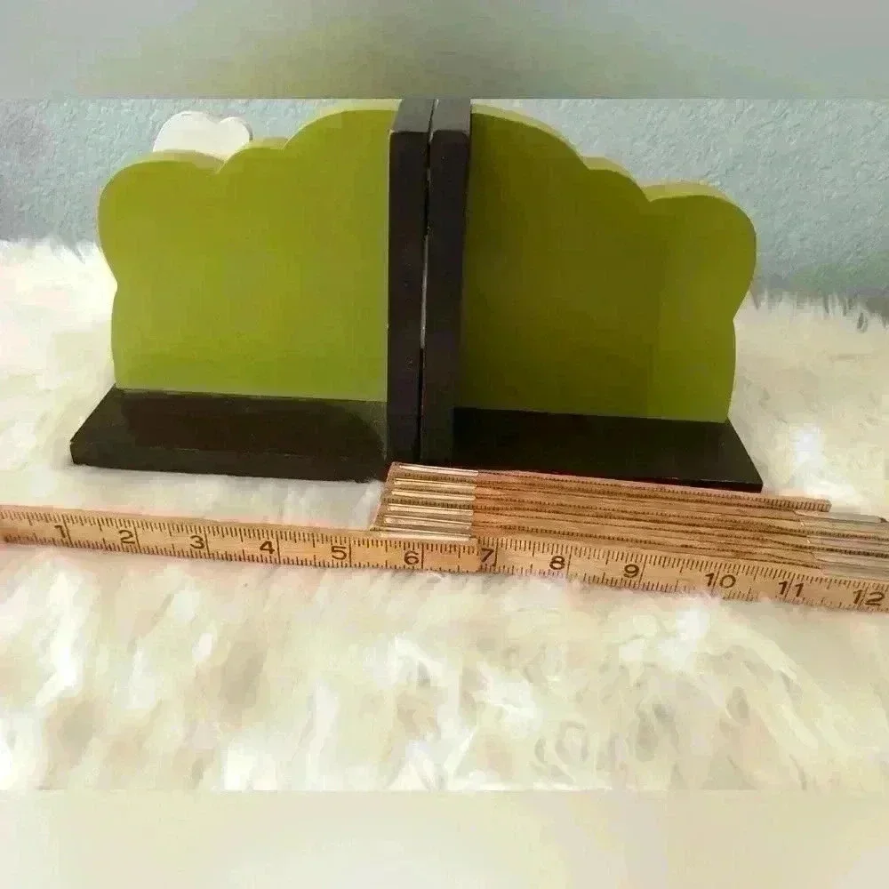Set of 2 bookends children decor children book ends monkeys green and brown